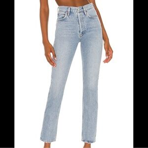 Agolde Riley High Rise Straight Crop Jeans in Dimension